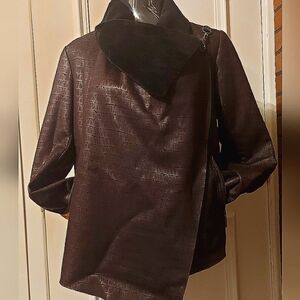 Brown Croc Faux Leather Moto Jacket M Dark Academia Whimsigoth